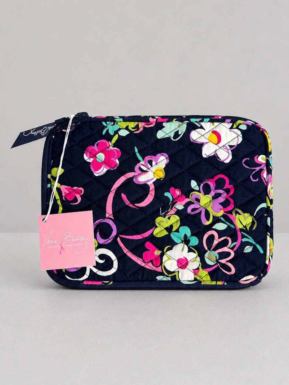 Vera Bradley Ribbons Tablet Sleeve E Reader Quilted Breast Cancer Retired New